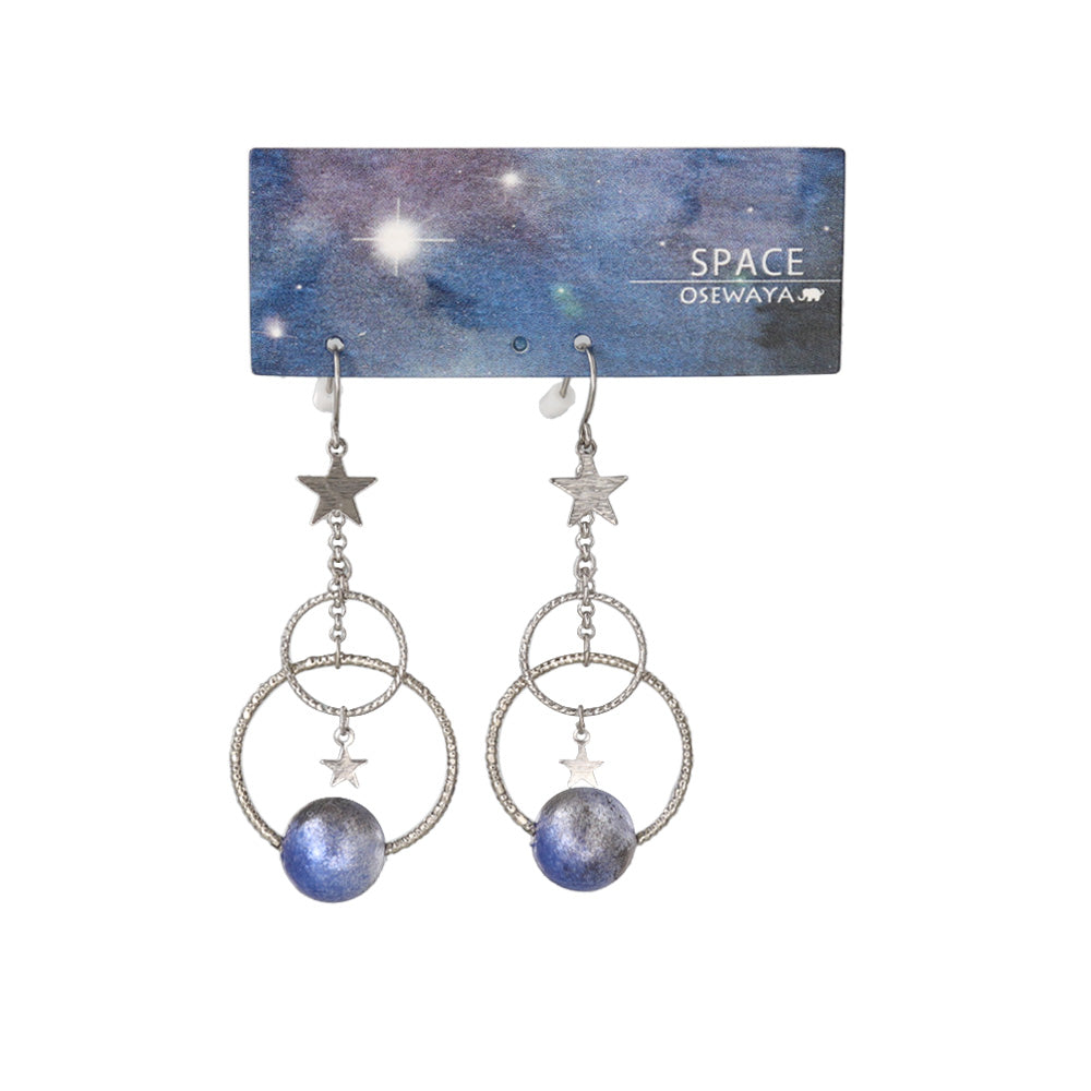 ピアス ニッケルフリー メタル チェーン サークル パール 星 惑星 宇宙 フックピアス