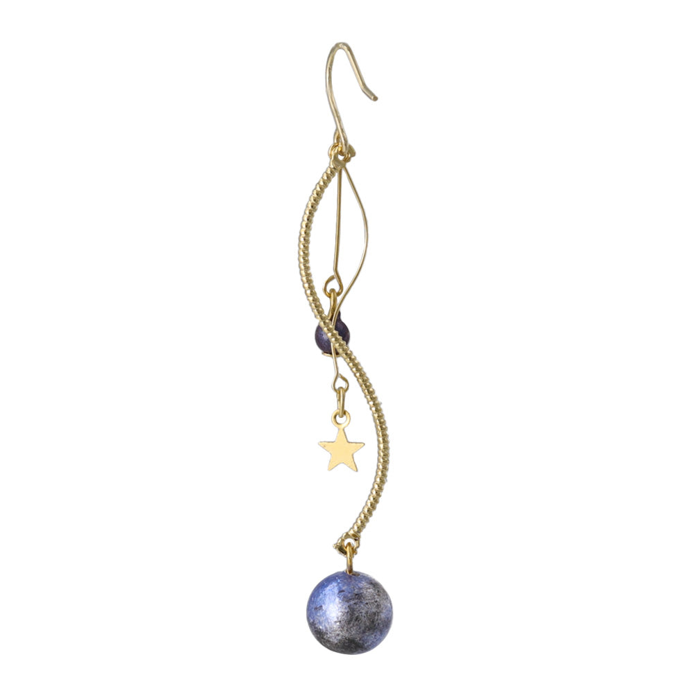 ピアス ニッケルフリー メタル ウェーブ ワイヤー パール 星 惑星 宇宙 フックピアス
