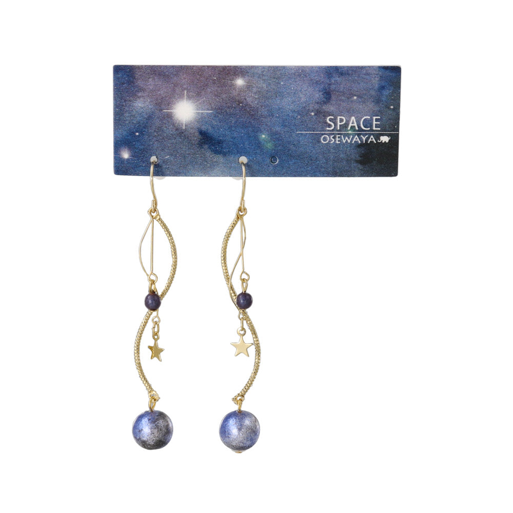 ピアス ニッケルフリー メタル ウェーブ ワイヤー パール 星 惑星 宇宙 フックピアス