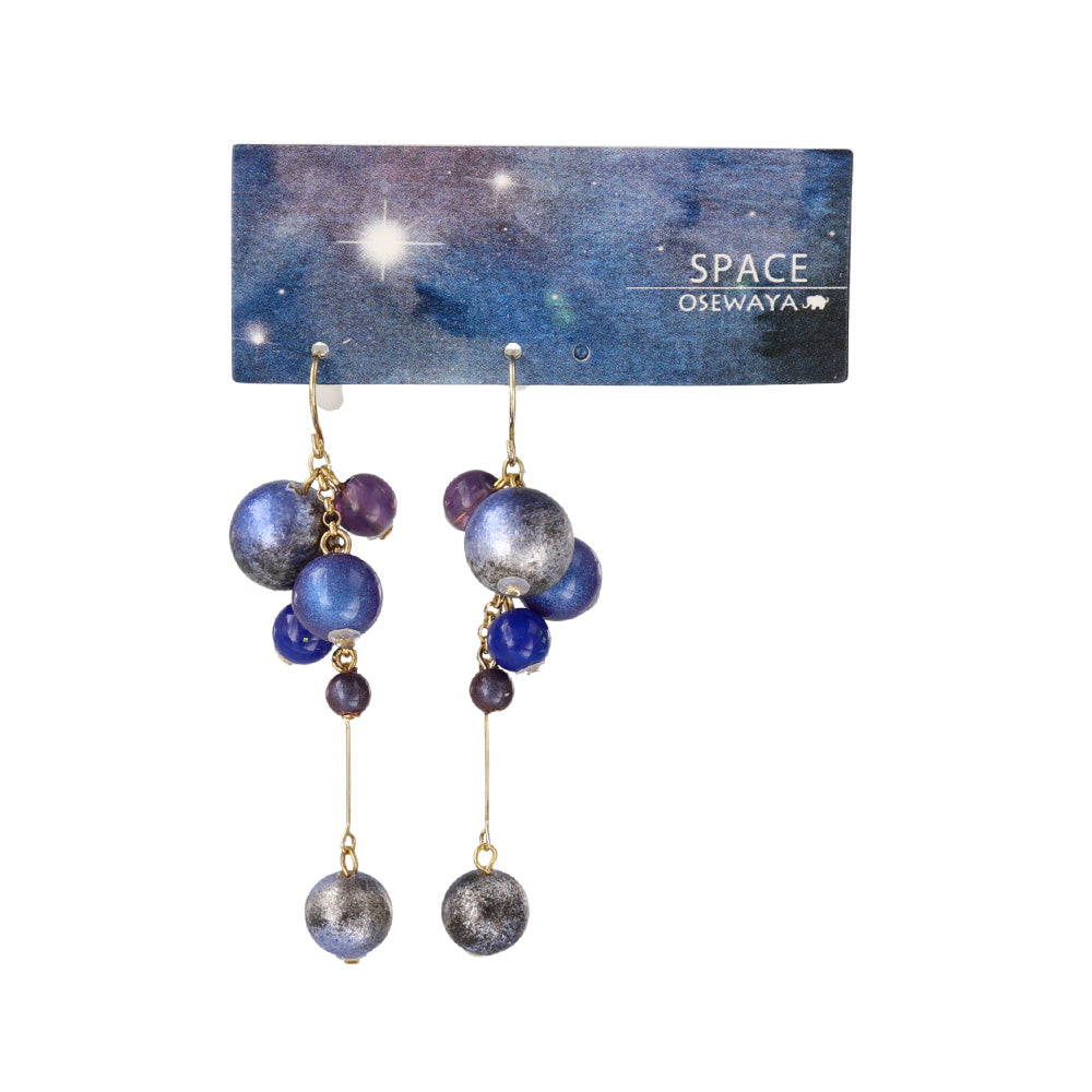 ピアス ニッケルフリー メタル パール カラー ビーズ 惑星 宇宙 フックピアス