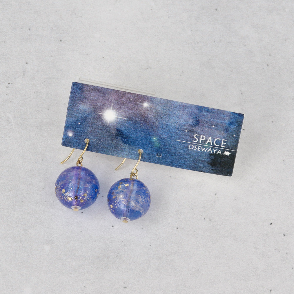 ピアス ニッケルフリー メタル カラー ビーズ ラメ 惑星 宇宙 フックピアス