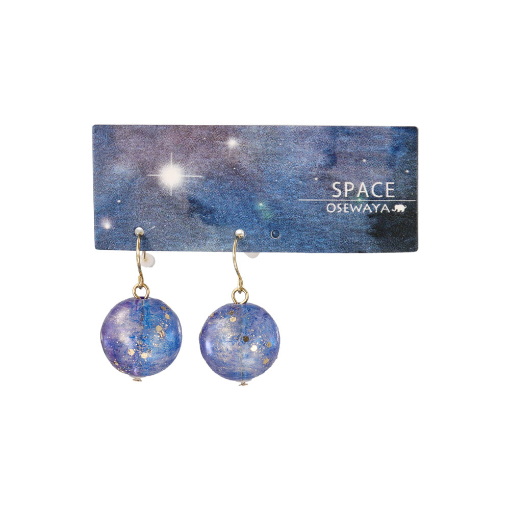 ピアス ニッケルフリー メタル カラー ビーズ ラメ 惑星 宇宙 フックピアス