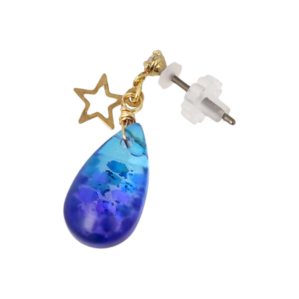 ピアス ニッケルフリー 宇宙 星 ドロップ グラデーション チタンポスト スタッドピアス