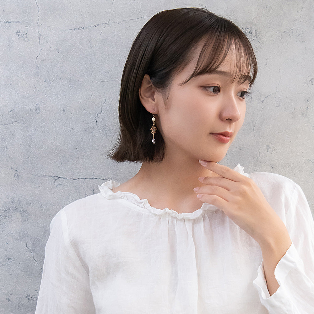 ピアス ニッケルフリー 宇宙 サン ムーン スター キュービックジルコニア フックピアス