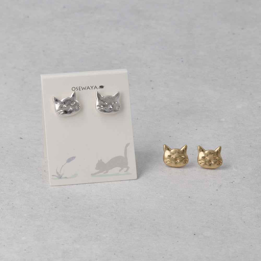 ピアス ニッケルフリー メタル 猫 ネコ フェイス チタンポスト スタッドピアス
