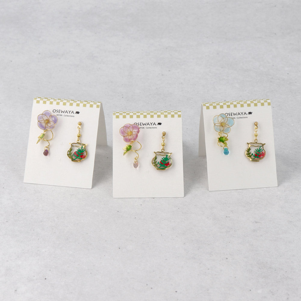 アクセサリー asayoru ピアス ニッケルフリー メタル 朝顔 ワイヤー フラワー 花 金魚