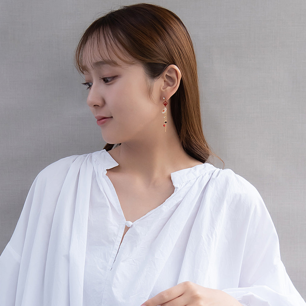 ピアス 紅葉 扇子 チタンポスト スタッドピアス