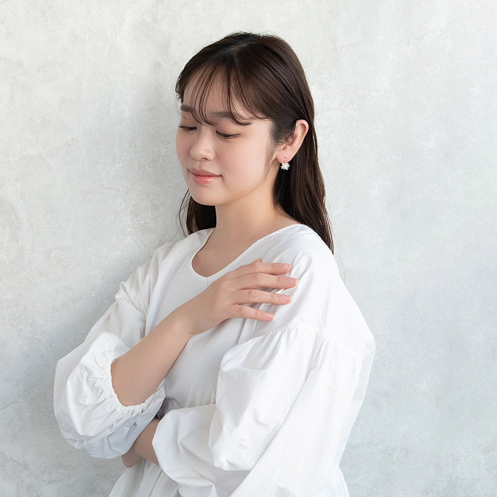 ピアス ニッケルフリー メタル キュービックジルコニア 金平糖 雪の結晶 チタンポスト スタッドピアス