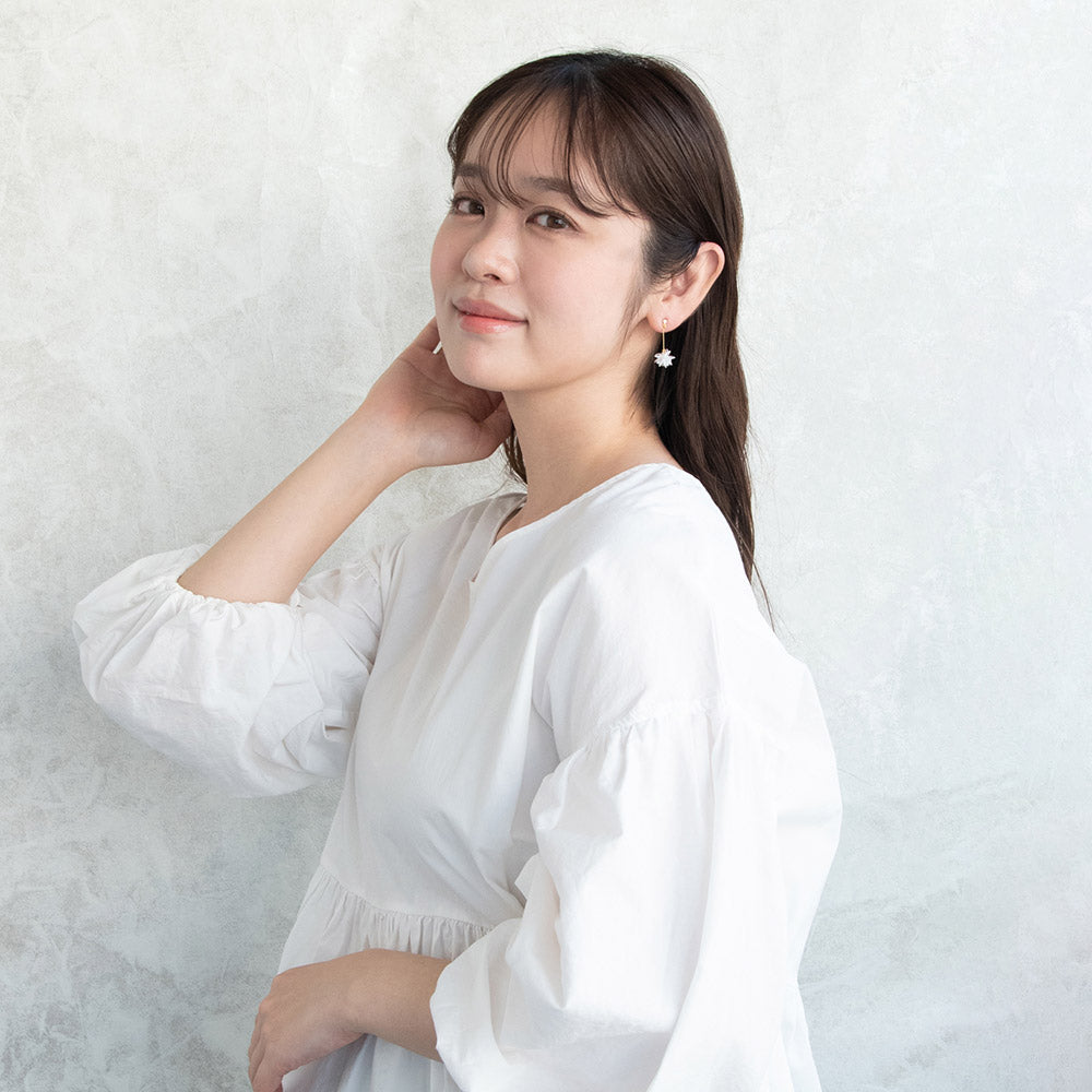 ピアス ニッケルフリー メタル キュービックジルコニア 金平糖 雪の結晶 ワイヤー チタンポスト スタッドピアス