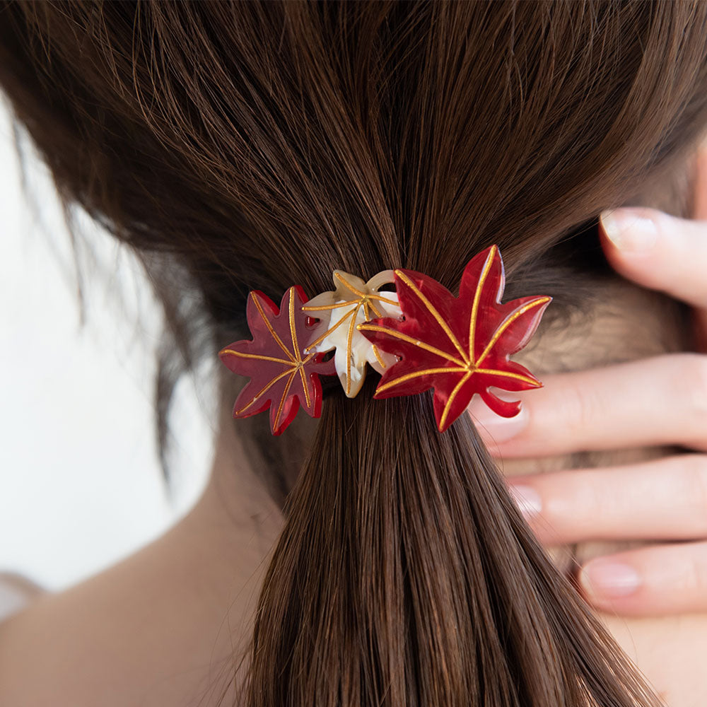 ヘアゴム 紅葉 もみじ マーブル ヘアポニー