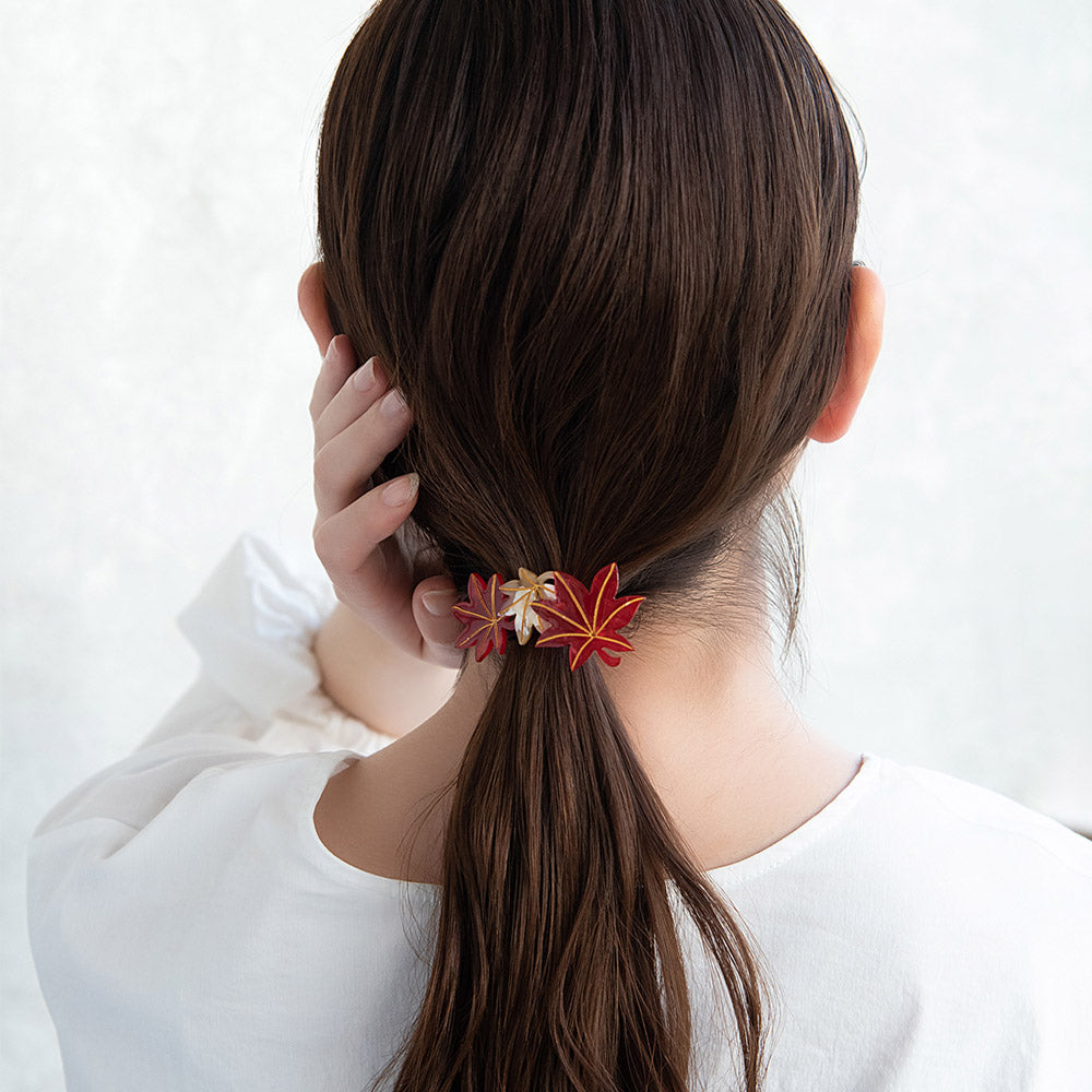 ヘアゴム 紅葉 もみじ マーブル ヘアポニー