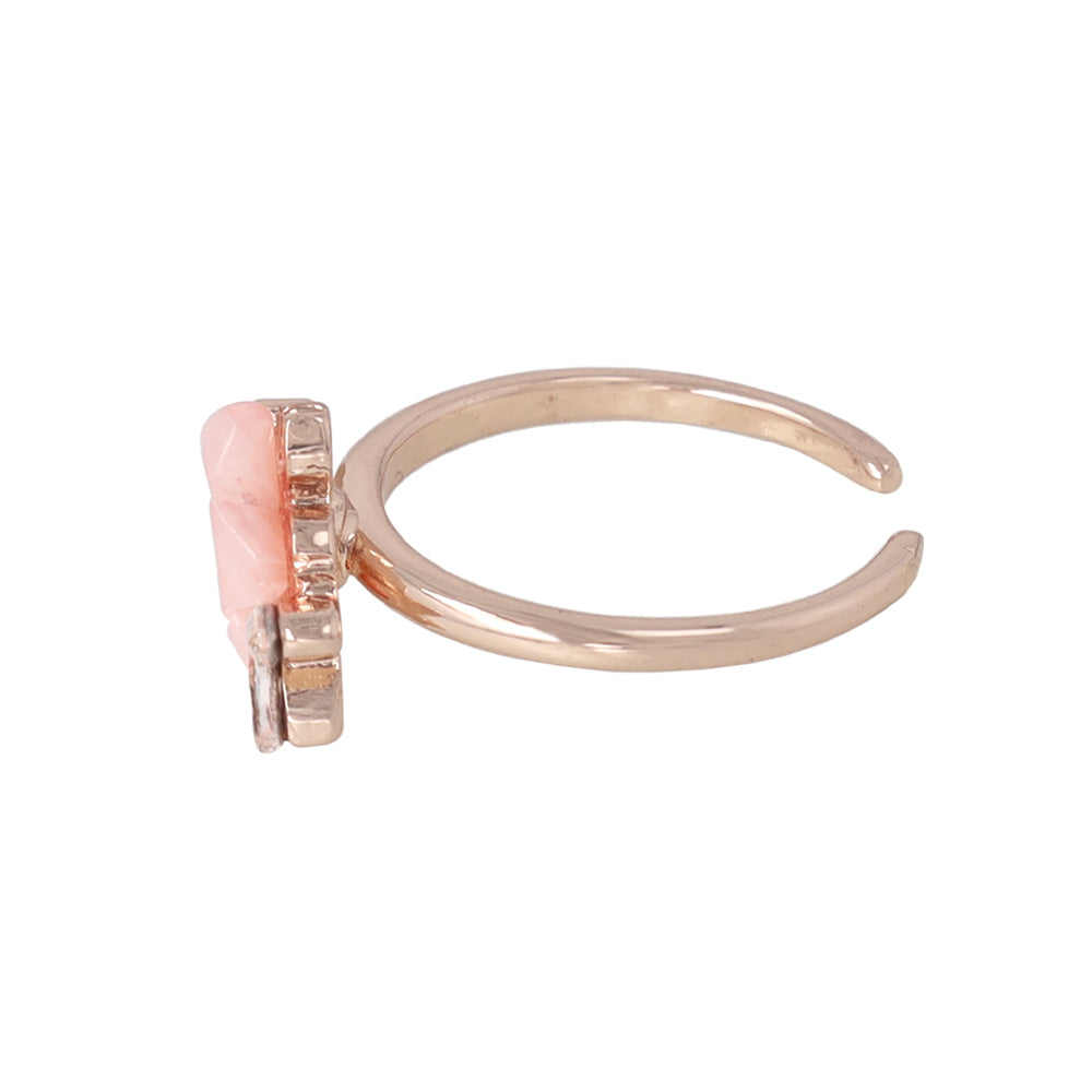 リング ニッケルフリー メタル 桜 ダブル ストーン パール フリーサイズ 指輪