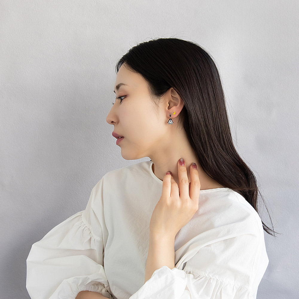 ピアス 忍者 手裏剣 お城 三日月 3個セット チタンポスト スタッドピアス ドロップピアス