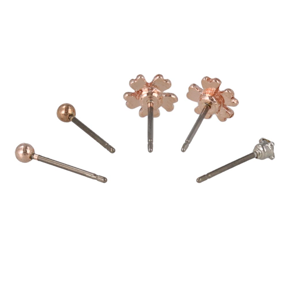 ピアス メタル 桜 パール ストーン ボール 5個セット チタンポスト スタッドピアス