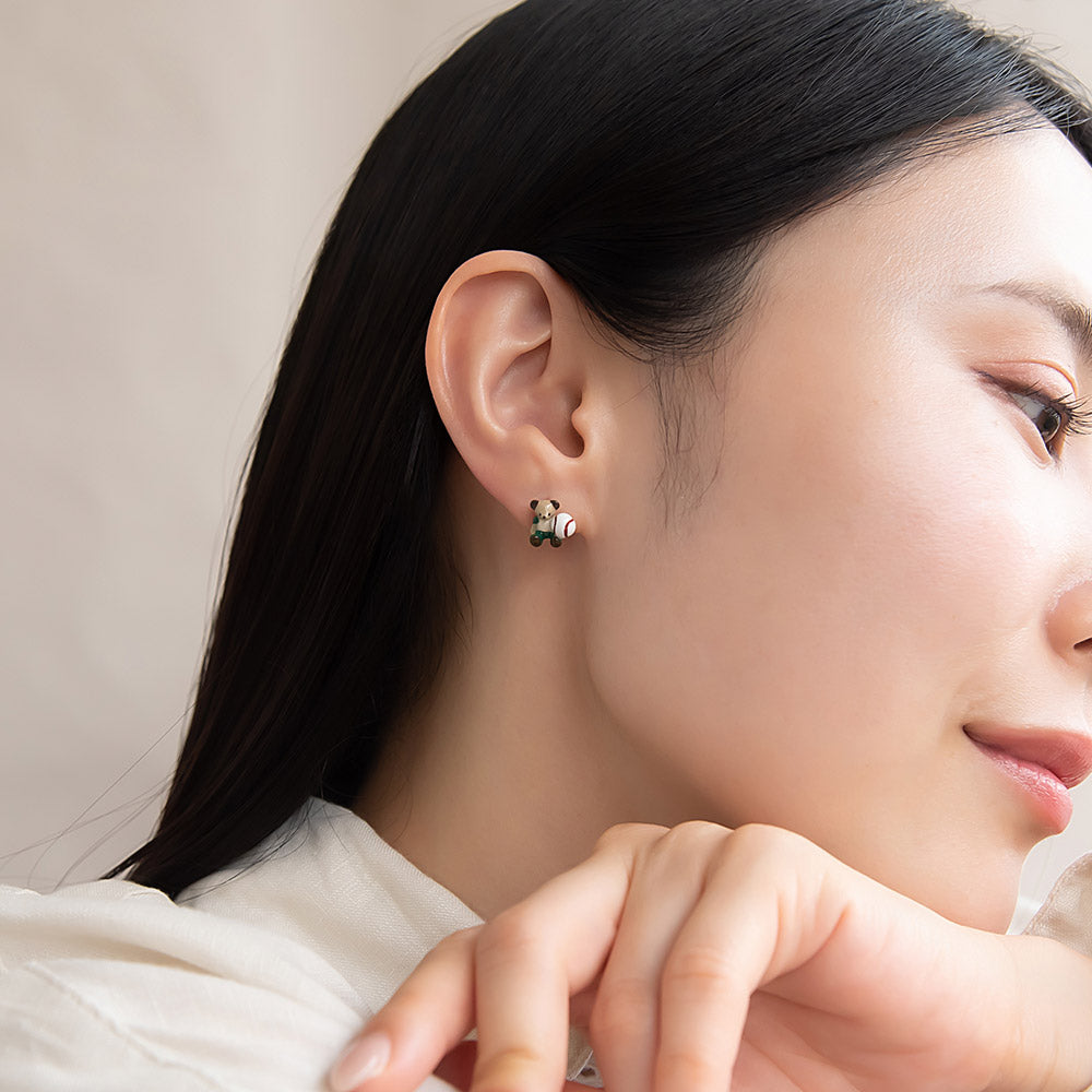 【Ayatorie】小さなくまの野球ピアス