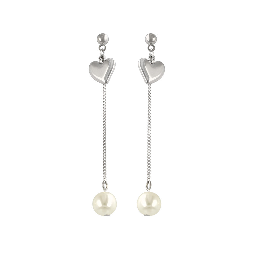 ピアス ニッケルフリー メタル ハート パール ステンレスポスト スタッドピアス