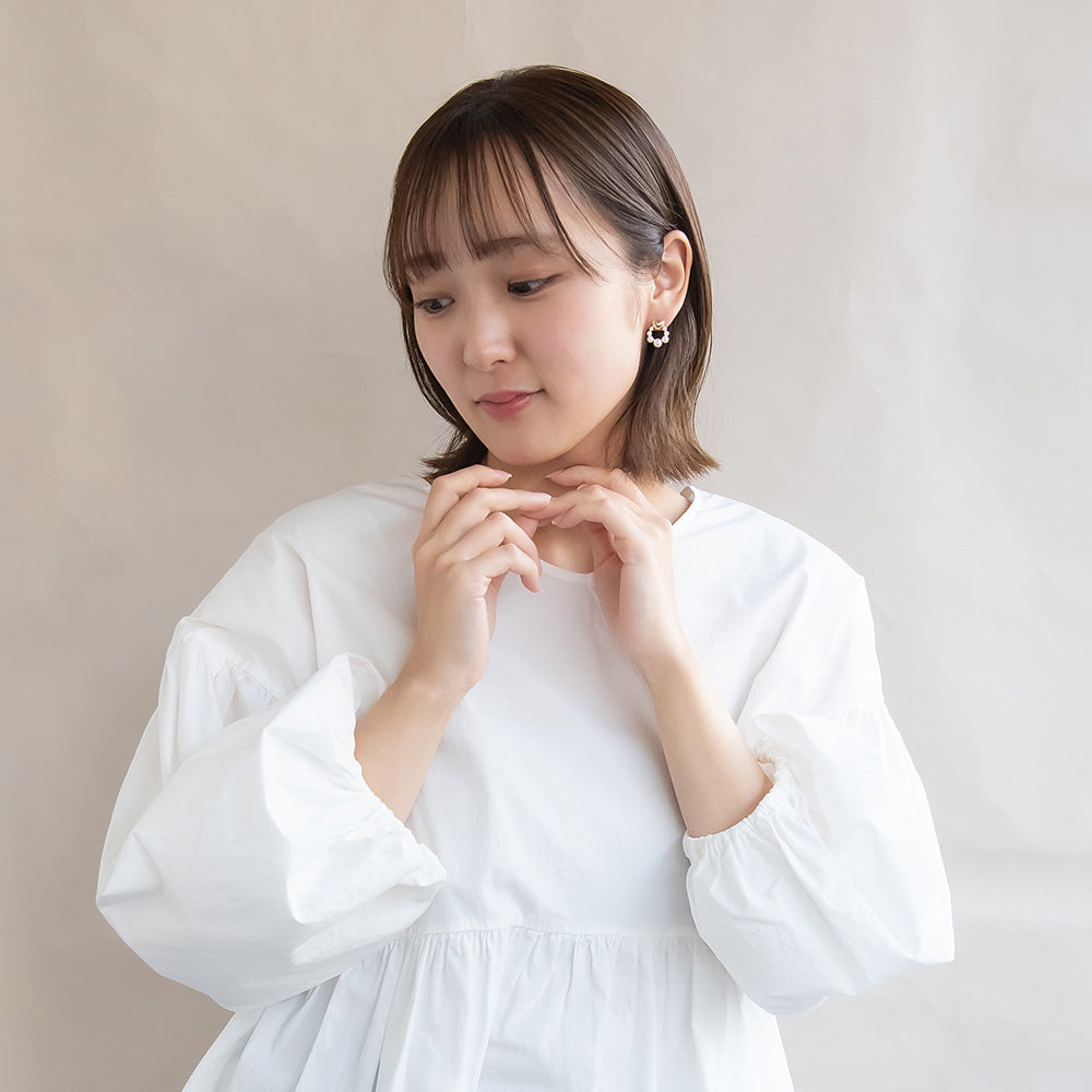 ピアス ニッケルフリー メタル ハート パール チタンポスト スタッドピアス