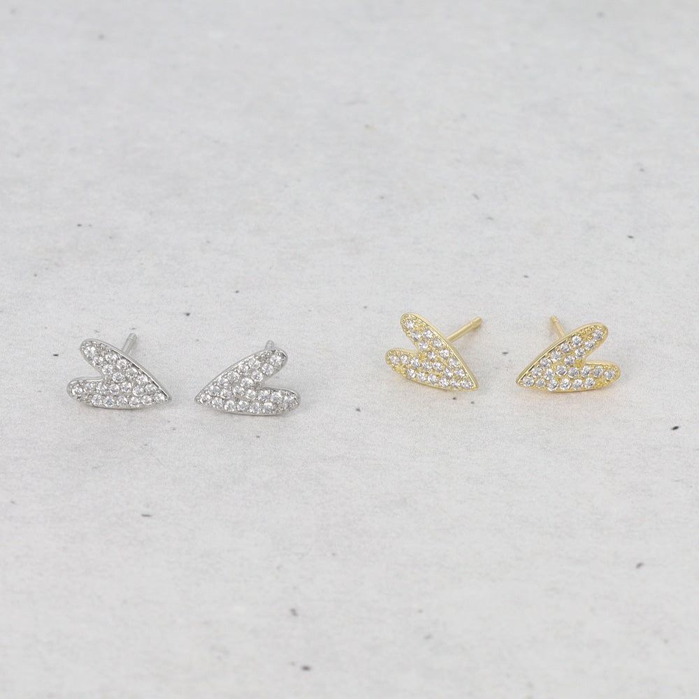 ピアス ニッケルフリー メタル ハート パヴェ キュービックジルコニア