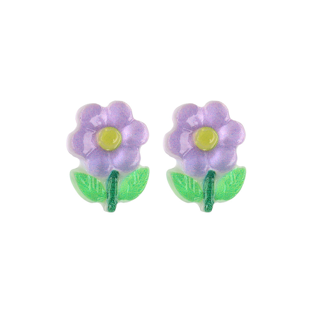 ピアス フラワー クリア バイカラー チタンポスト スタッドピアス