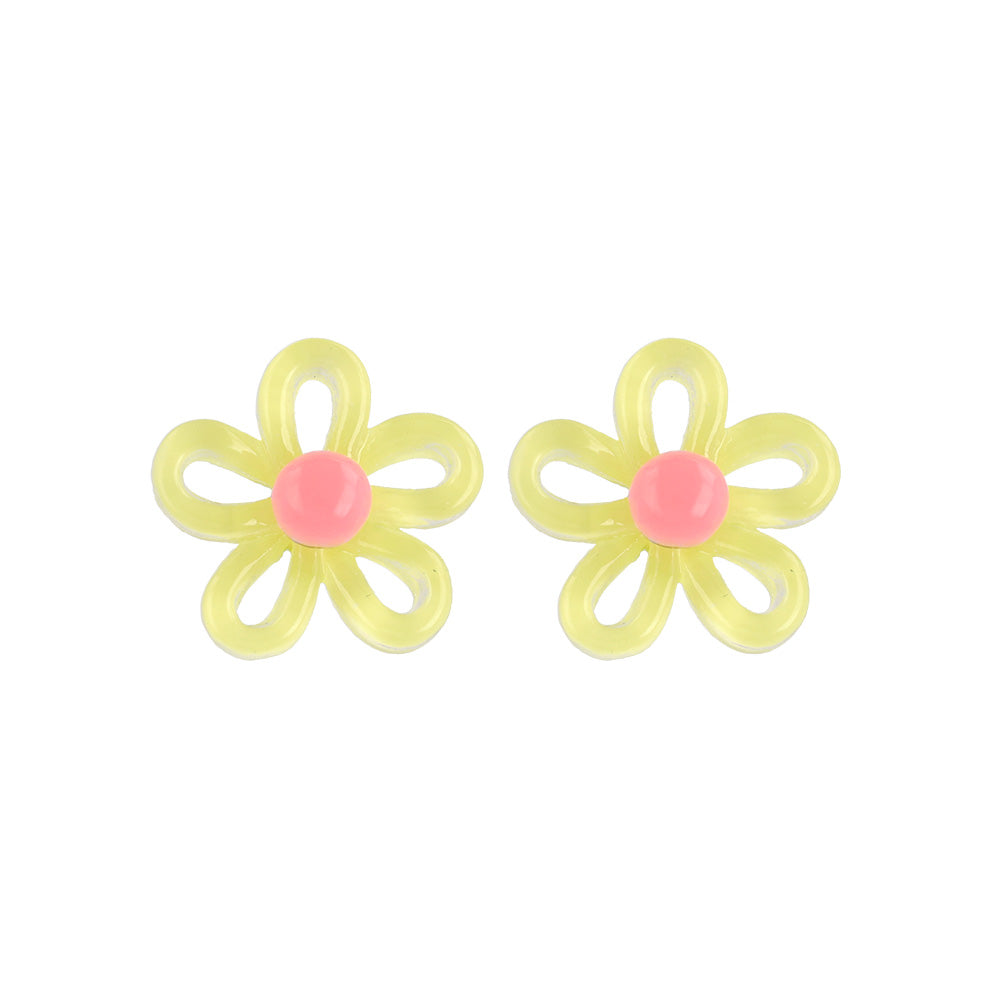 ピアス 透かし フラワー クリア バイカラー チタンポスト スタッドピアス