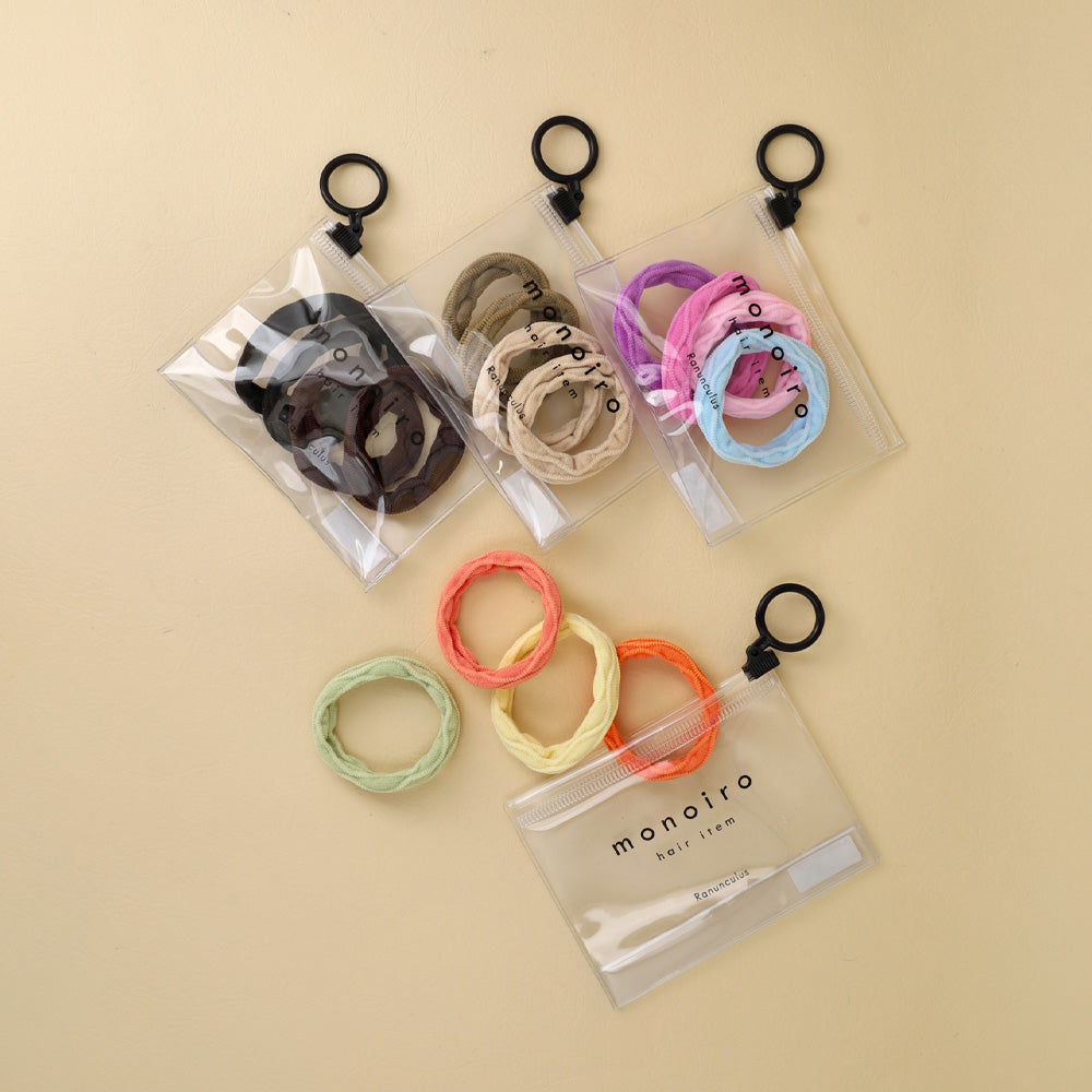 ヘアゴム monoiro カラー ウェーブライン シームレス 4本セット クリア