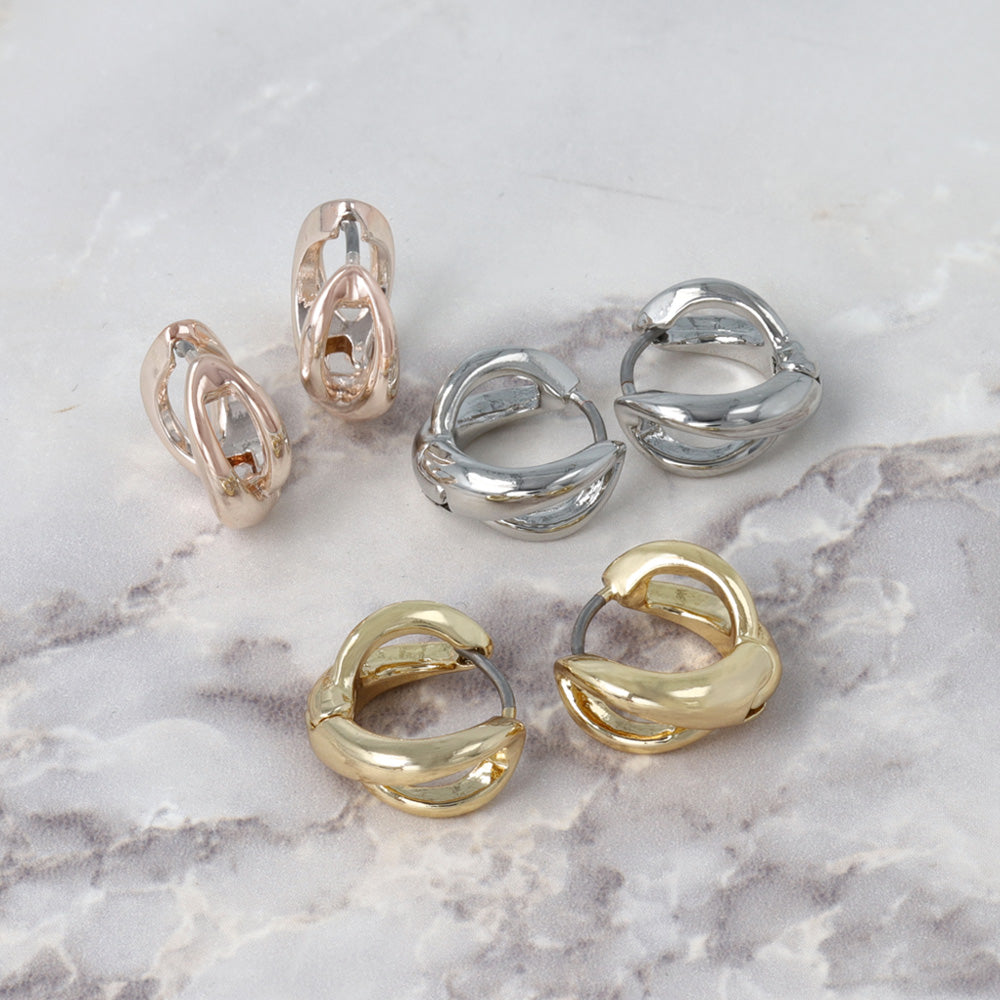 ピアス メタル ダブル ライン ワンタッチ キャッチレス サージカル