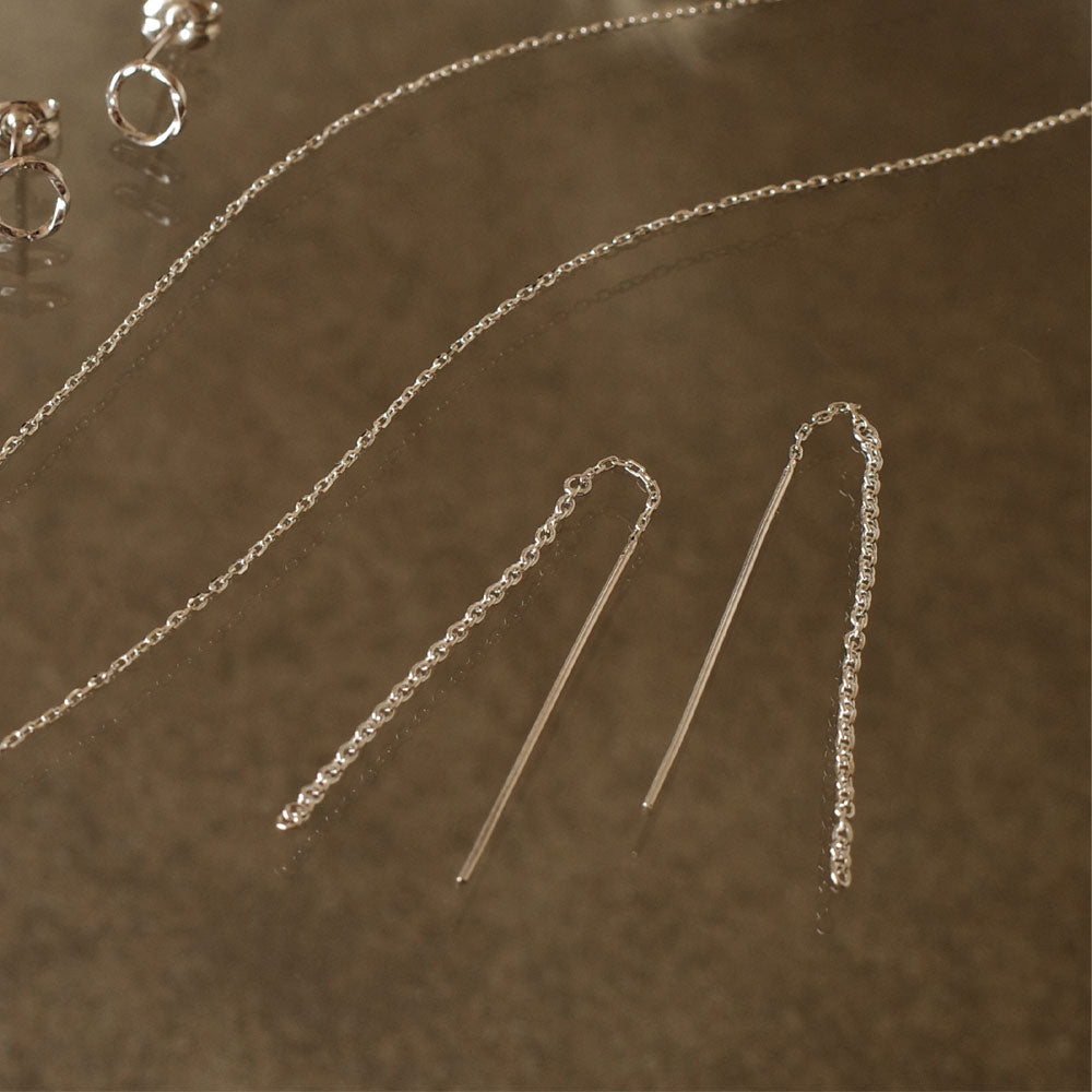【elaia】ピアス メタル チェーン Silver925 アメリカンピアス オリジナルボックス/巾着付き