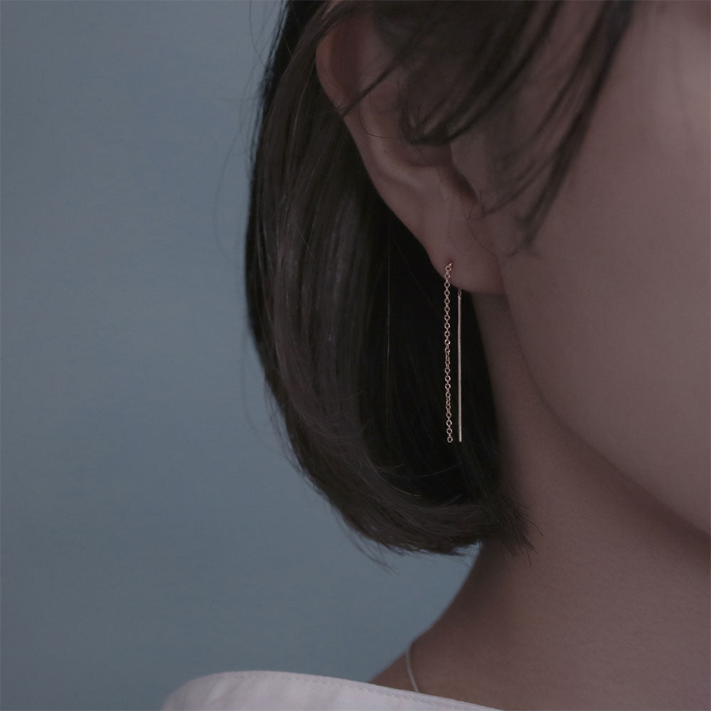 【elaia】ピアス メタル チェーン Silver925 アメリカンピアス オリジナルボックス/巾着付き