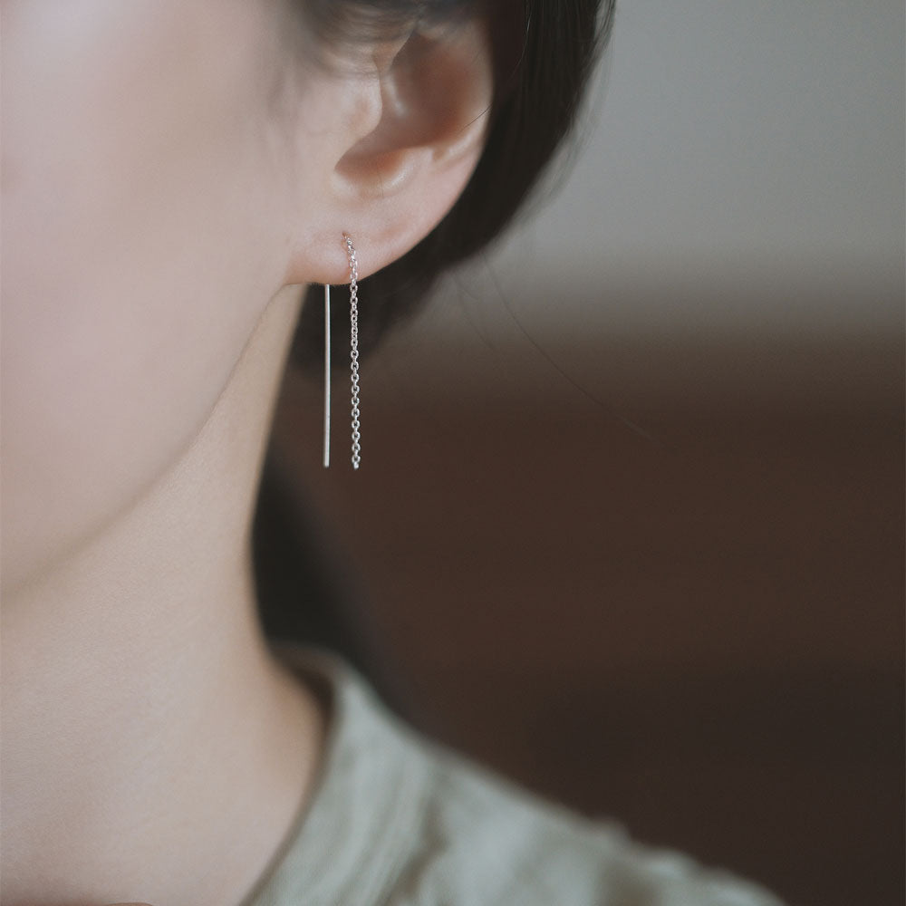 【elaia】ピアス メタル チェーン Silver925 アメリカンピアス オリジナルボックス/巾着付き