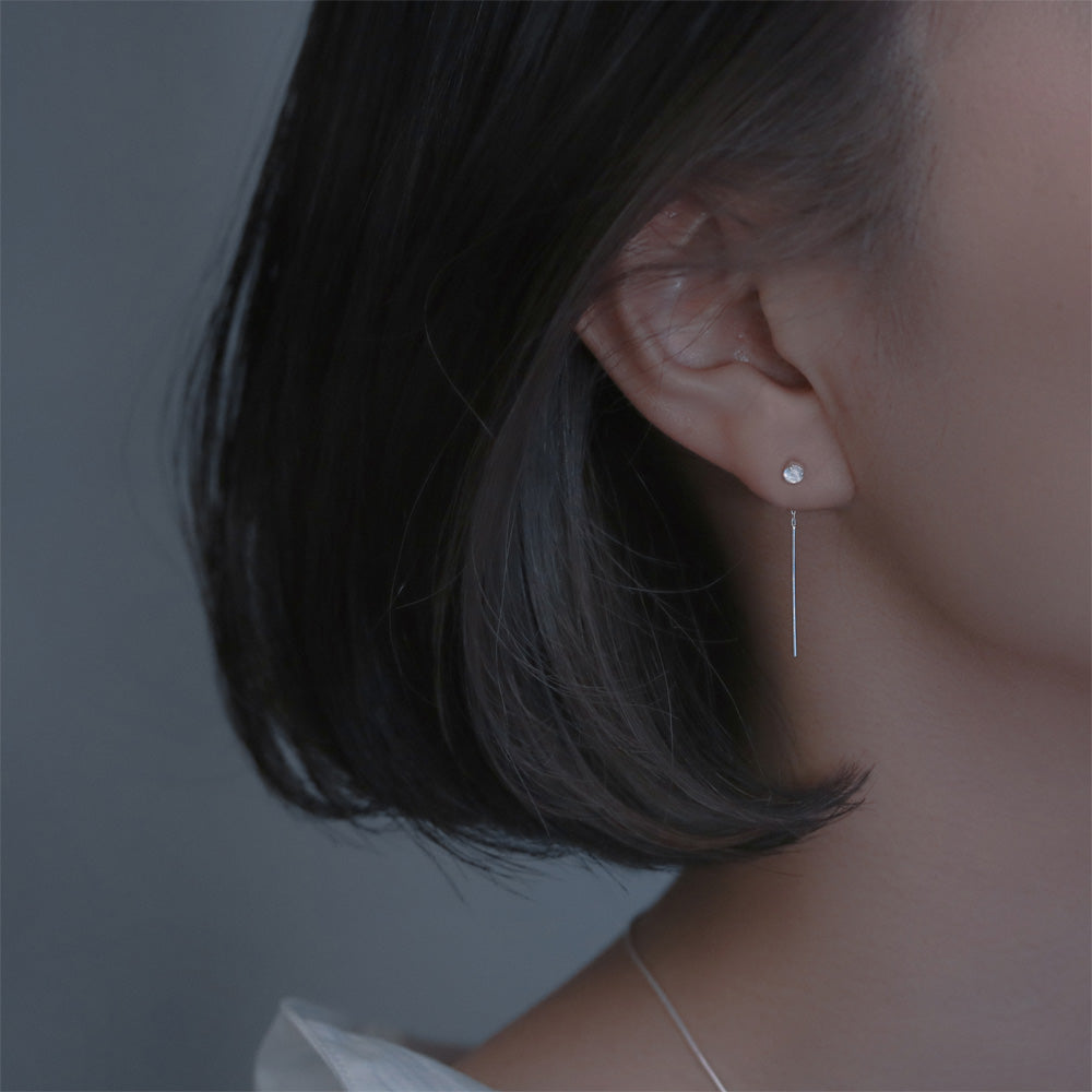 【elaia】ピアス メタル チェーン ロイヤルブルームーンストーン Silver925 アメリカンピアス オリジナルボックス/巾着付き