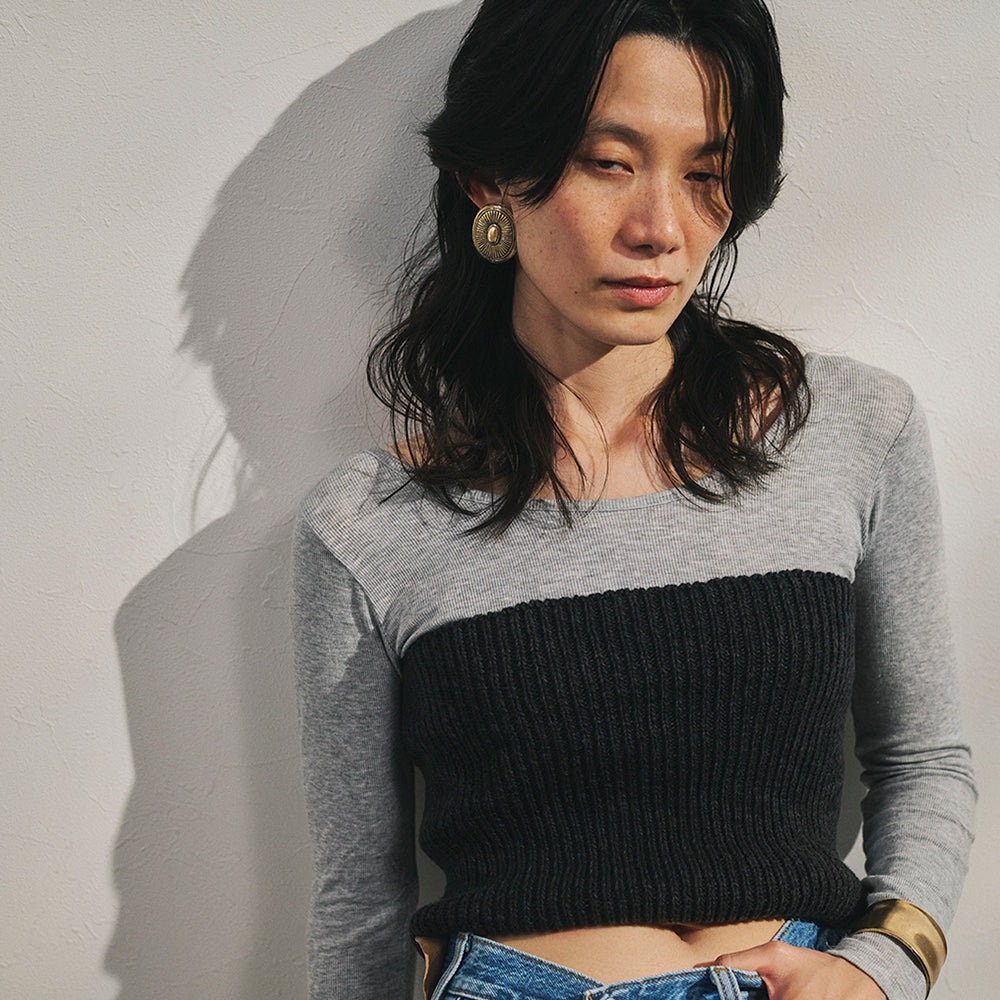 【LIMITED NUMBER】Vintage Like ブレスレット ニッケルフリー メタル ウェーブ ワイド プレート インナー ドロー ハーフバングル