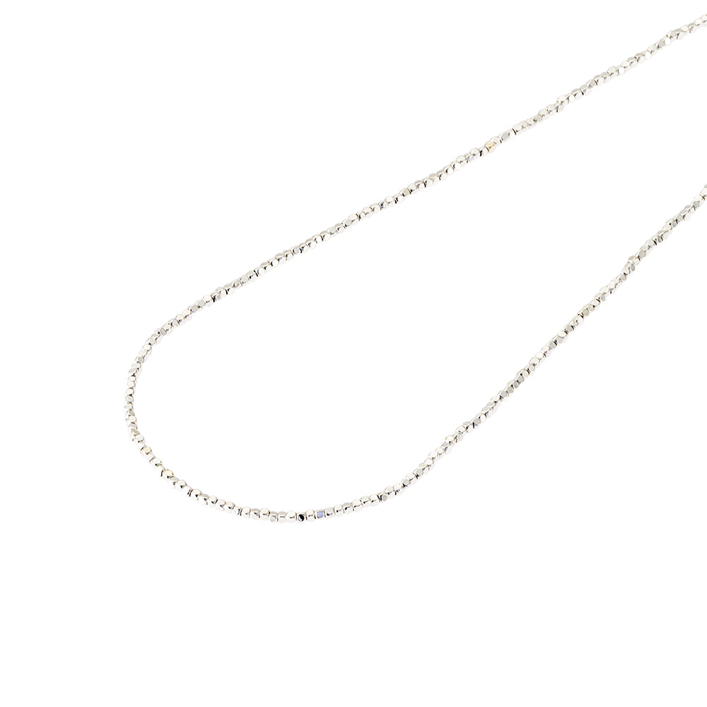 【LIMITED NUMBER】silver925 plated collection ネックレス ニッケルフリー メタル スクエア ビーズ チェーン マンテル ショートネックレス オリジナル巾着付き