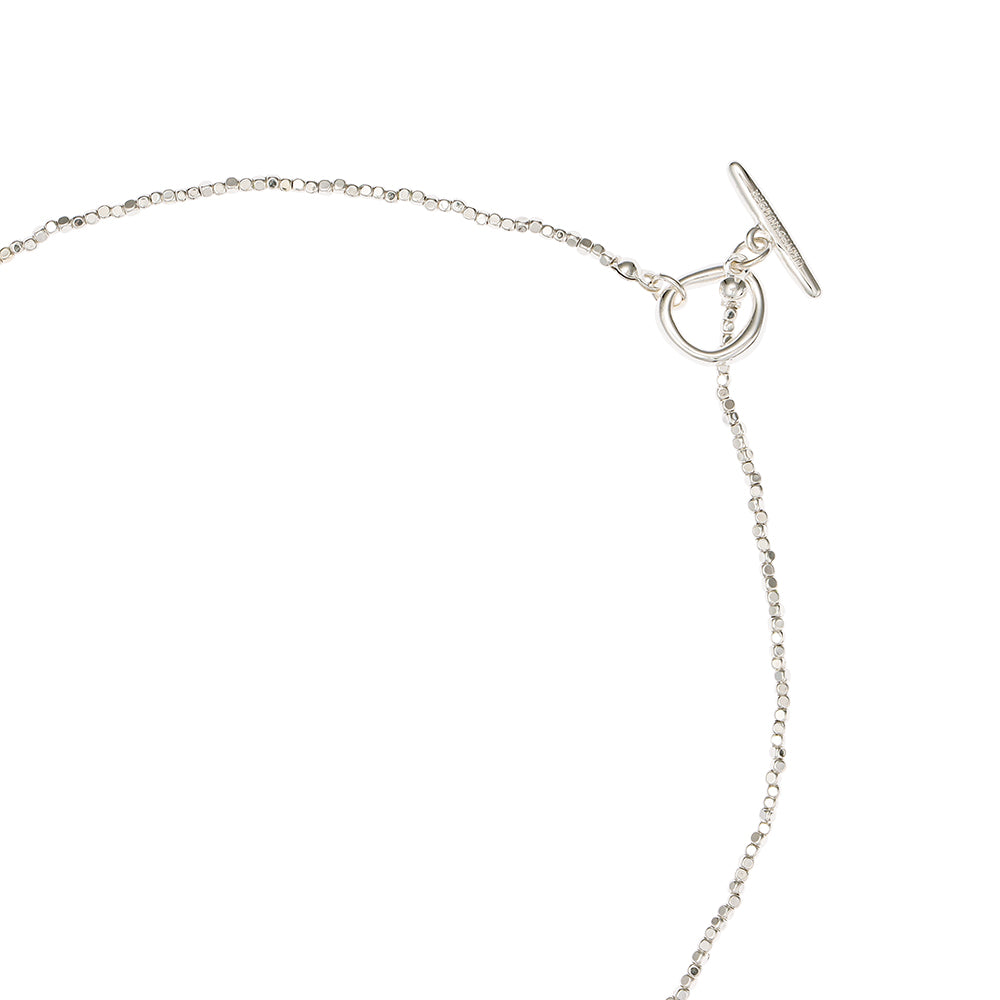 【LIMITED NUMBER】silver925 plated collection ネックレス ニッケルフリー メタル スクエア ビーズ チェーン マンテル ショートネックレス オリジナル巾着付き