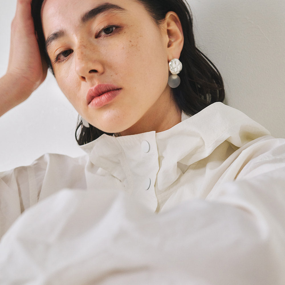 【LIMITED NUMBER】MELLOW ピアス ニッケルフリー メタル マット クリア カラー ホマイカ ボタン フラワー サークル チタンポスト ドロップピアス