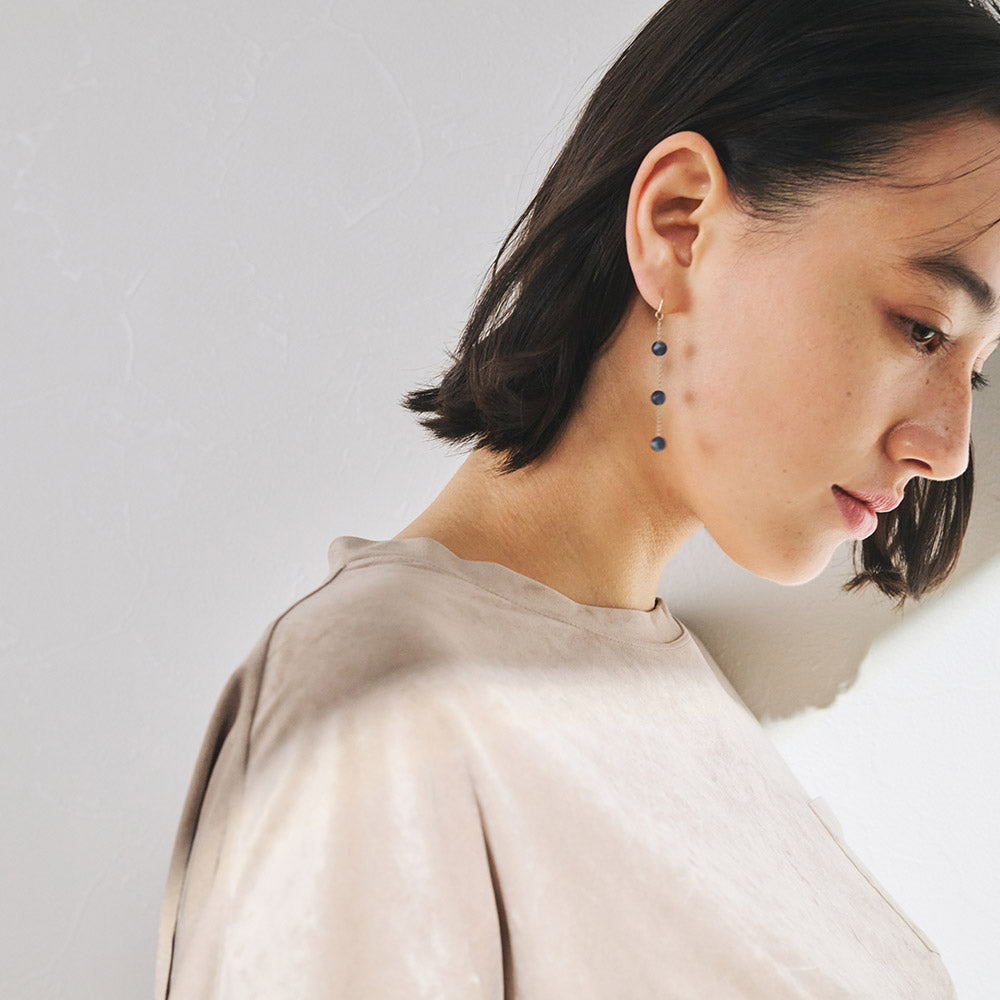 【LIMITED NUMBER】MELLOW ピアス ニッケルフリー メタル マット クリア カラー マーブル ホマイカ ドット チェーン フックピアス