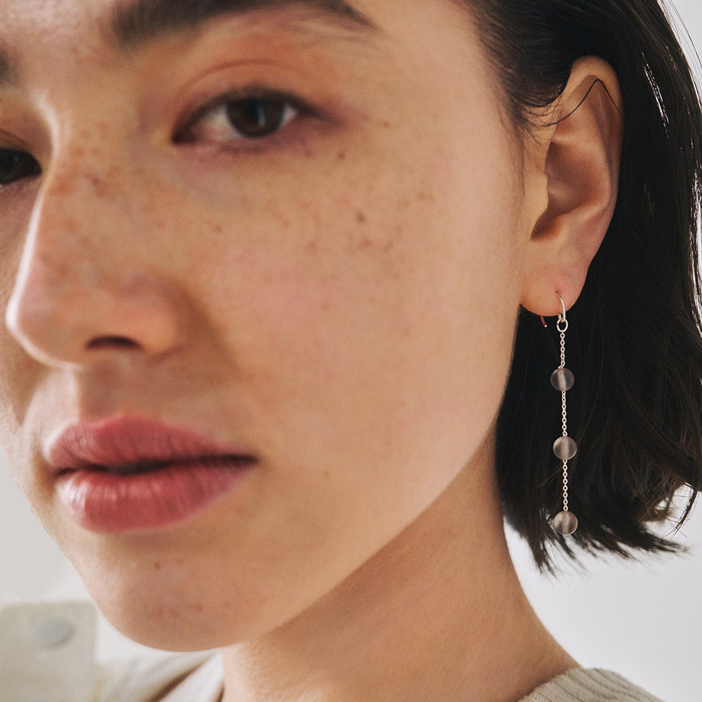 【LIMITED NUMBER】MELLOW ピアス ニッケルフリー メタル マット クリア カラー マーブル ホマイカ ドット チェーン フックピアス