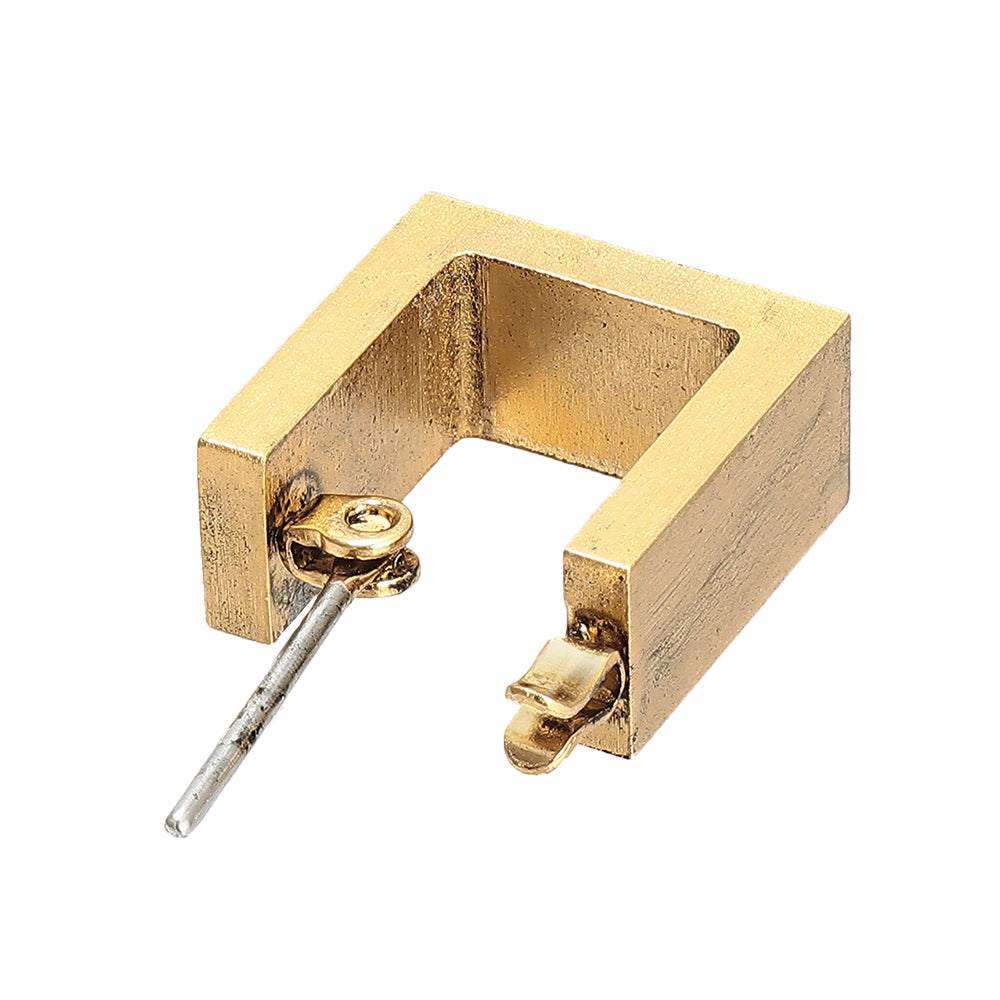【LIMITED NUMBER】STAINLESS collection ピアス メタル スクエア ライン U字 ワンタッチ フープピアス