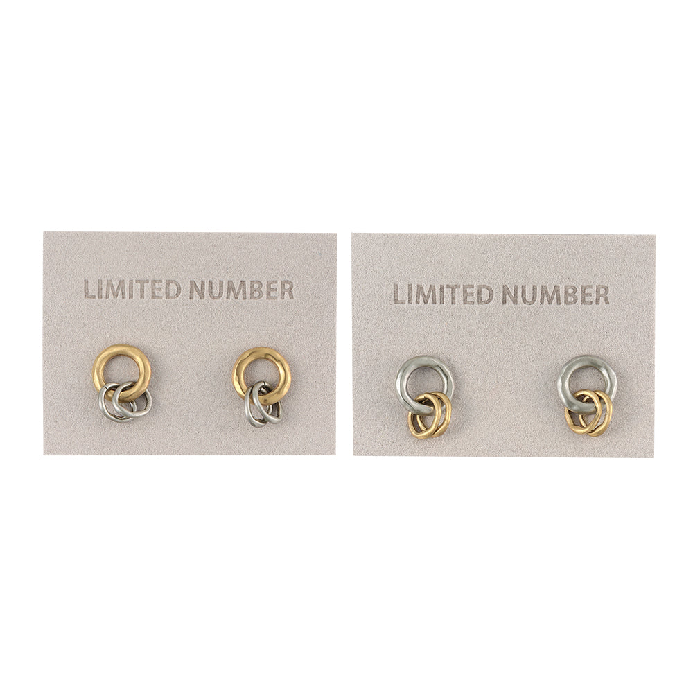 【LIMITED NUMBER】STAINLESS collection ピアス メタル トリプル リング コンビカラー スタッドピアス