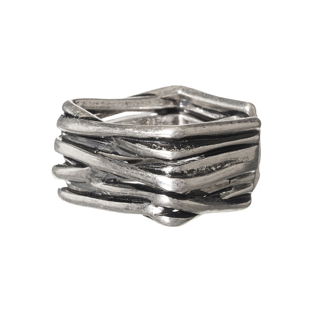 【LIMITED NUMBER】Vintage Like/volume ring リング ニッケルフリー メタル スクエア クロスライン フリーサイズ 指輪