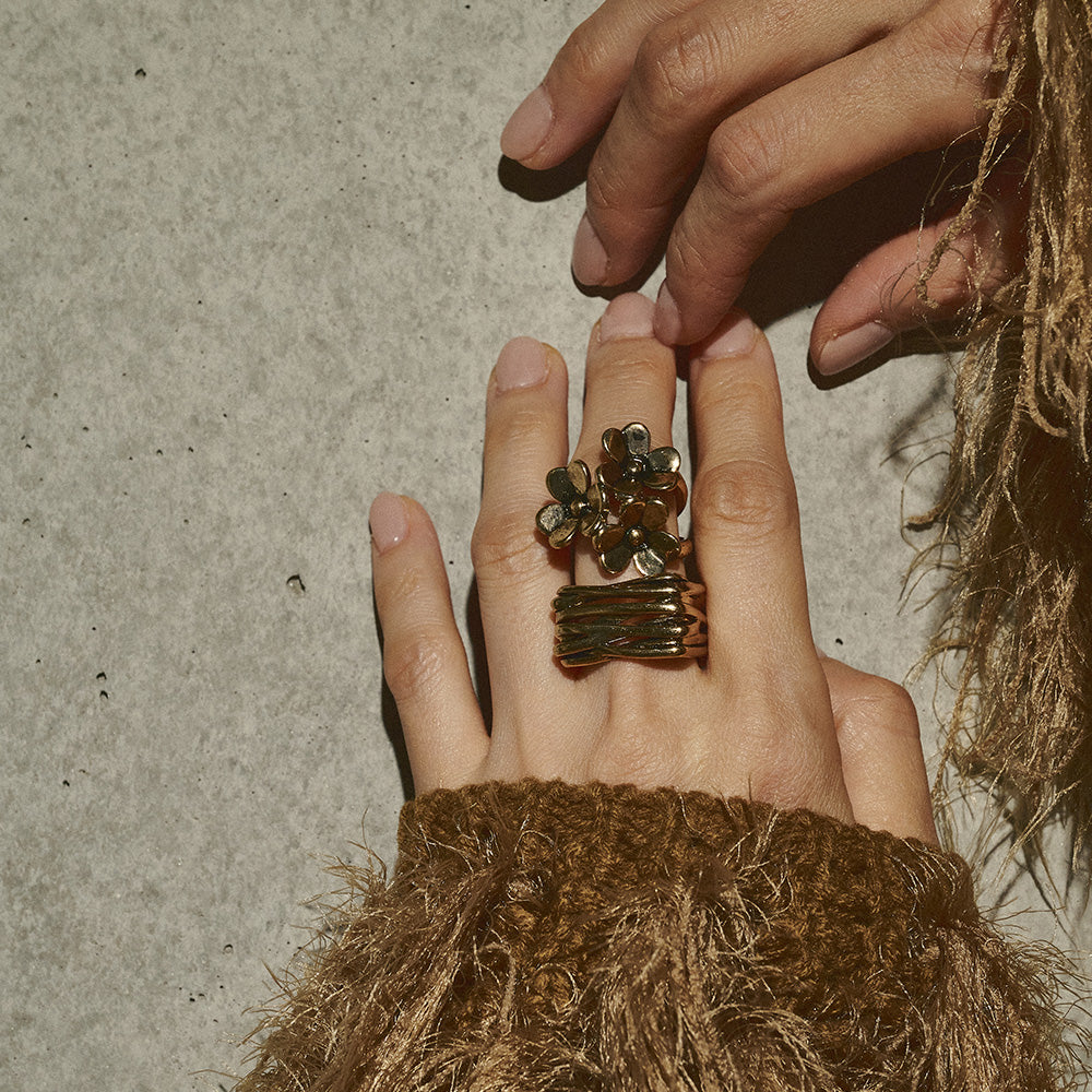 【LIMITED NUMBER】Vintage Like/volume ring リング ニッケルフリー メタル スクエア クロスライン フリーサイズ 指輪