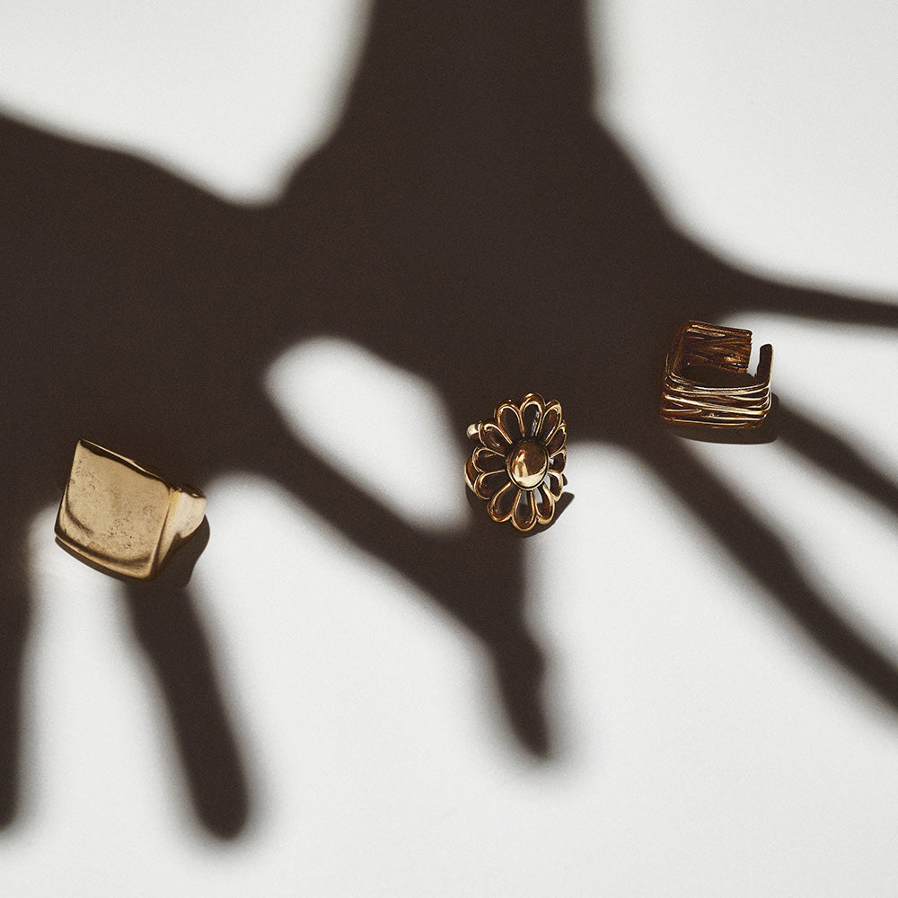 【LIMITED NUMBER】Vintage Like/volume ring リング ニッケルフリー メタル ビッグ スクエア フラット フリーサイズ 指輪