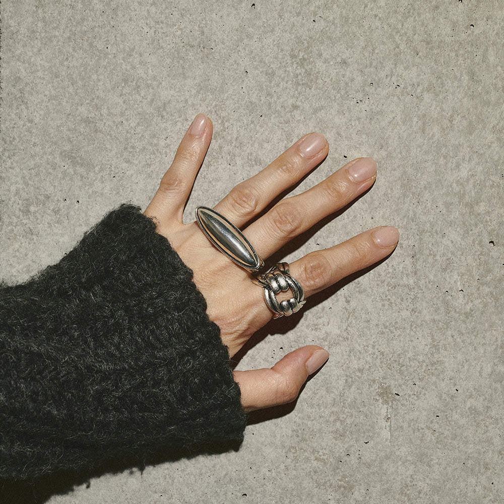 【LIMITED NUMBER】Vintage Like/volume ring リング ニッケルフリー メタル オーバルチェーン ワイド フリーサイズ 指輪