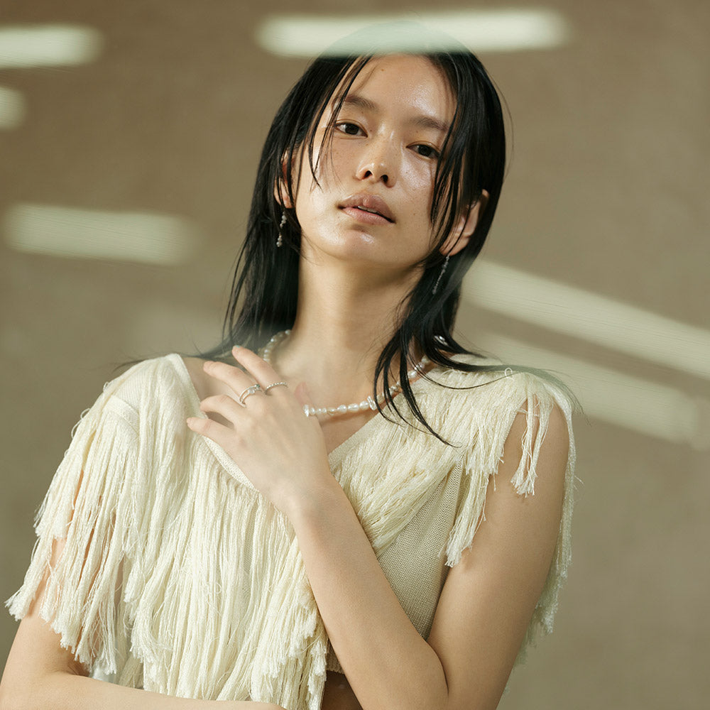【Suu her.】ピアス 下がり チェーン ボール 天然石 スタッドピアス オリジナルクリアケース付き