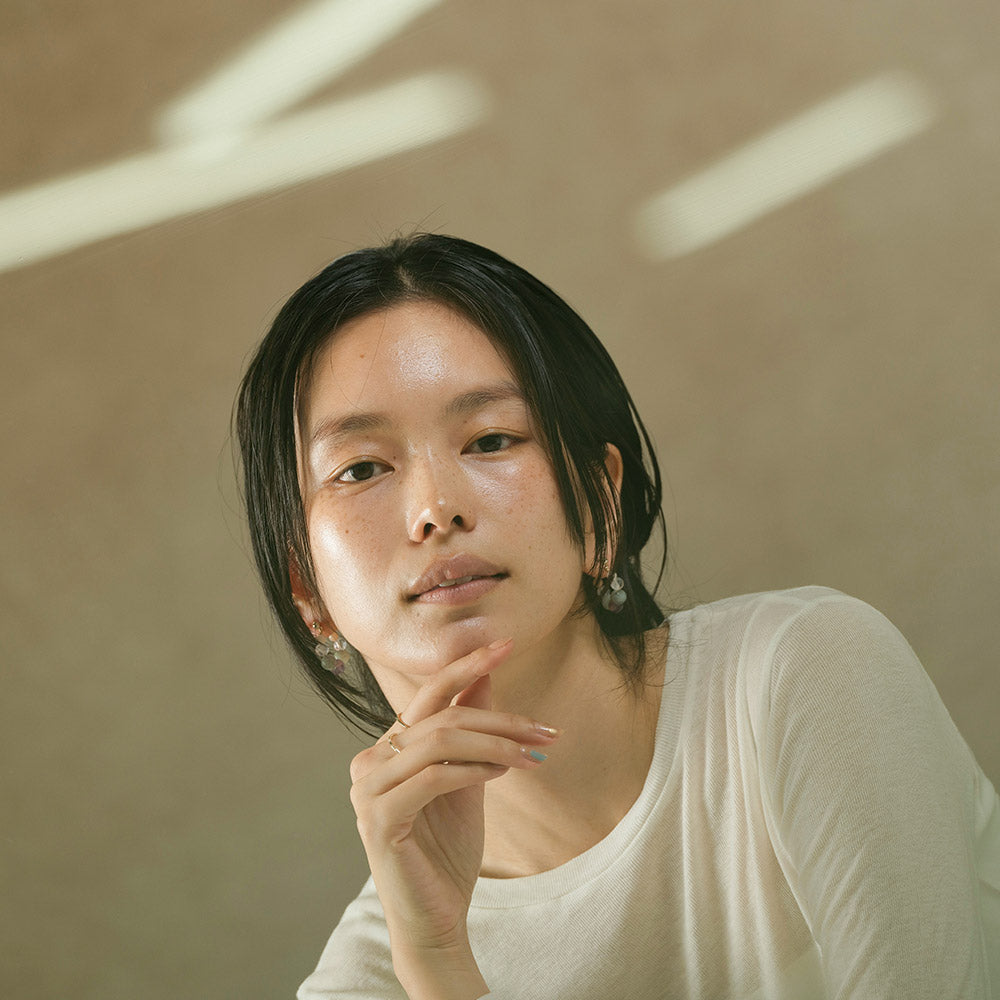 【Suu her.】ピアス サイズグラデーション 天然石 チタンポスト バックキャッチ フープピアス オリジナルクリアケース付き