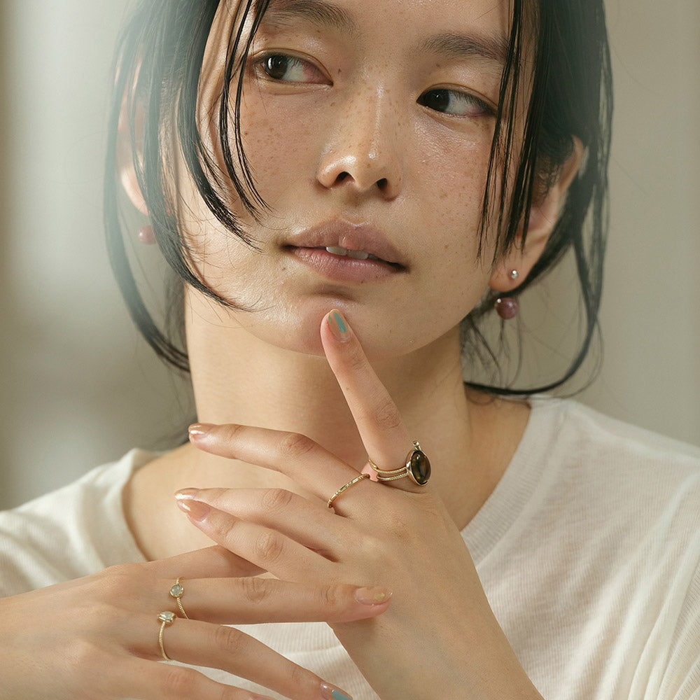 【Suu her.】リング ストライプ テクスチャー スリム 13号 指輪 オリジナルクリアケース付き