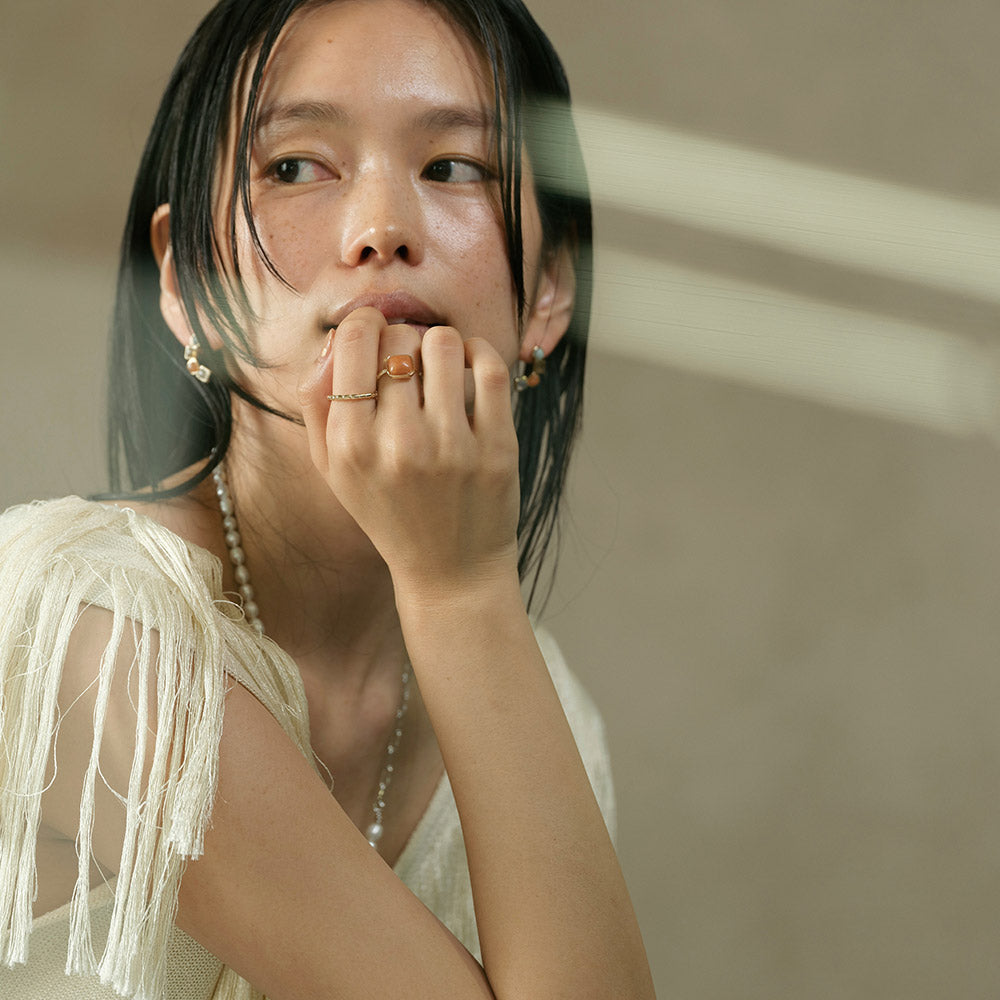 【Suu her.】リング オーバルボール スリム 13号 指輪 オリジナルクリアケース付き