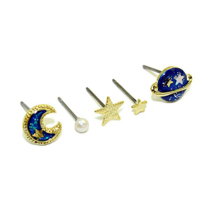 ピアス 三日月 土星 星 パール 5個セット スタッドピアス