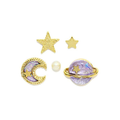 ピアス 三日月 土星 星 パール 5個セット スタッドピアス