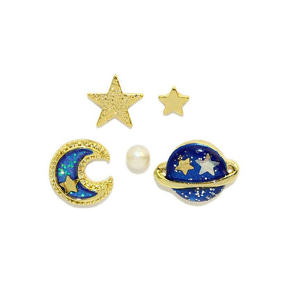 ピアス 三日月 土星 星 パール 5個セット スタッドピアス