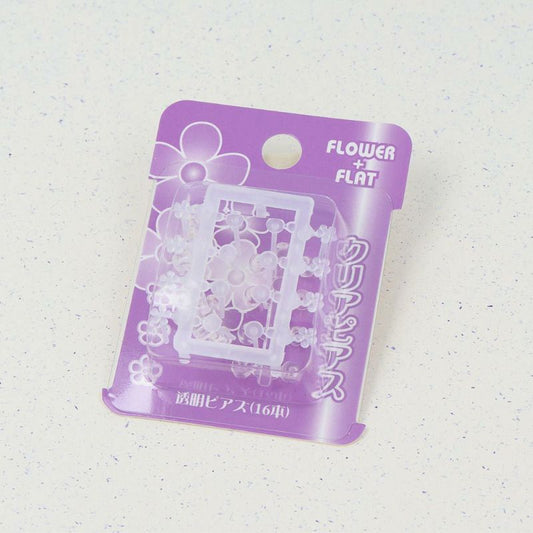 クリアピアス 透明ピアス フラワー+フラット 16本